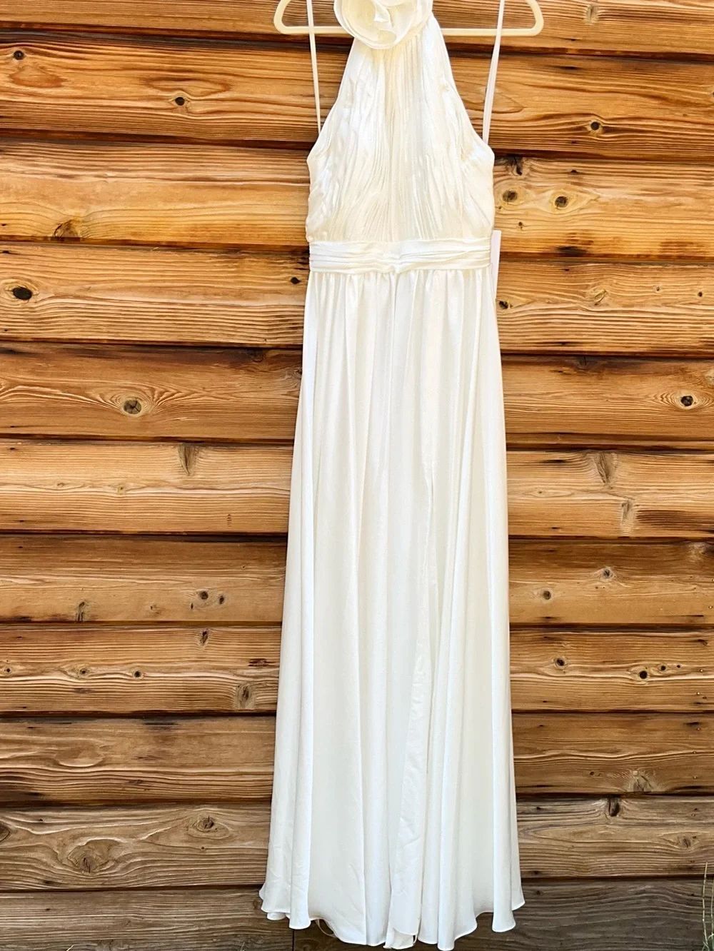 Mac Duggal 49333 White Size 8 SOFT TIE HALTER NECK HIGH SLIT GOWN Maxi Dress - Picture 5 of 14